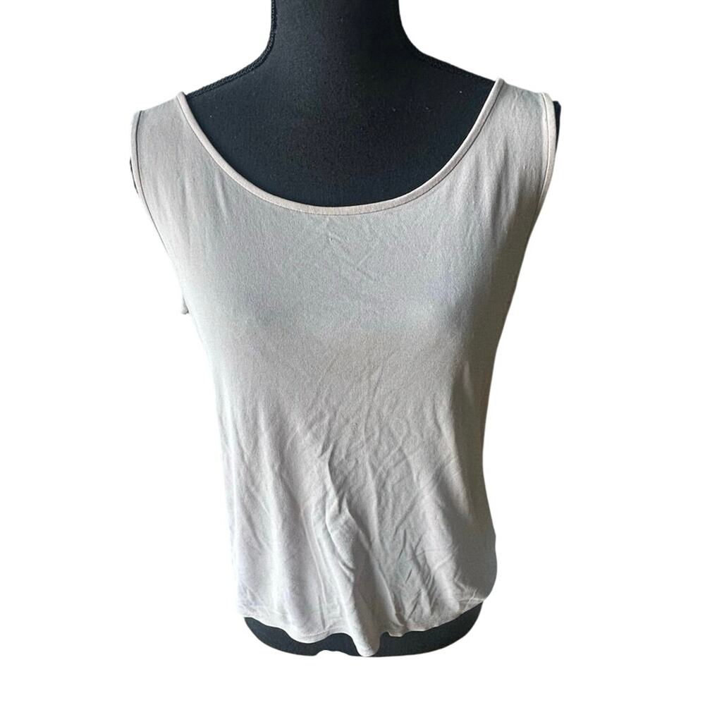 Eileen Fisher Cream Silk Sleeveless Tank Top – Size M